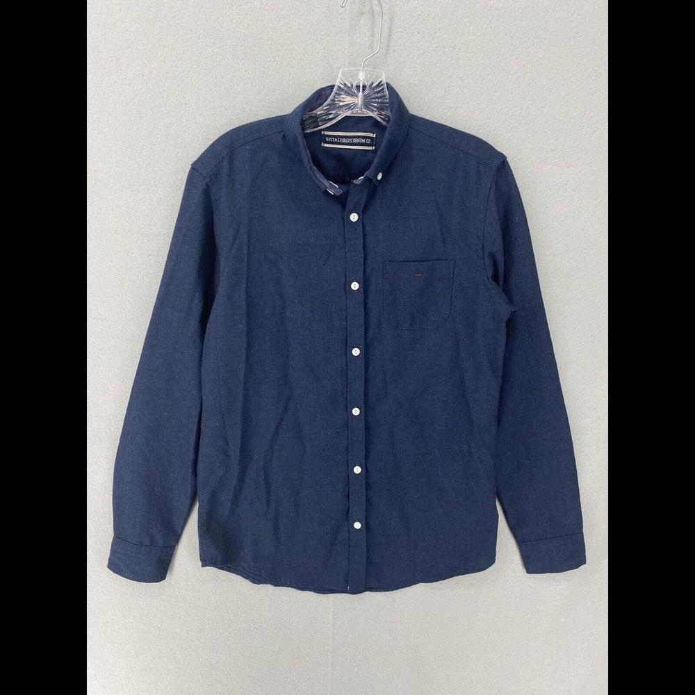Spitalfields Denim Co Mens Shirt Size Small Navy Blue Long Sleeve Button Down